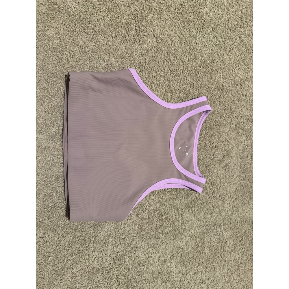 Wilo The Label Ribbed Purple Crop Top Sports Bra Size M